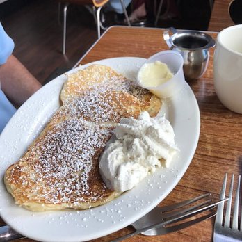 Le Coffee Shop - "Plain pancakes" These were light, with crispy edges, and served with soft butter you can spread, and a side of bacon (not shown). - Breakfast & Brunch Near Me - Temecula, California