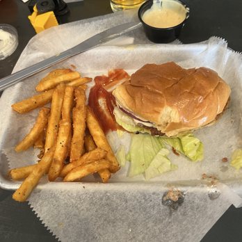 Tavern By Spring House Brewing - Of course I forgot to take a photo when I first got my food. This was the meatless burger with the house aioli. And those fries!! - Breweries Near Me - Strasburg, Pennsylvania