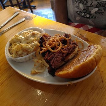 Salt + Smoke - Brisket sandwich and white cheddar Mac, yummy! - Bars Near Me - Saint Louis, Missouri Salt + Smoke - Brisket sandwich and white cheddar Mac, yummy! - Bars Near Me - Saint Louis, Missouri