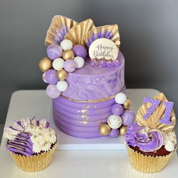 Sweets On a Sunday - a purple cake and cupcakes - Desserts Near Me