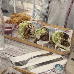 Taco gyro special $9 with fries.