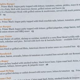 Menu of the Wheelhouse Taco