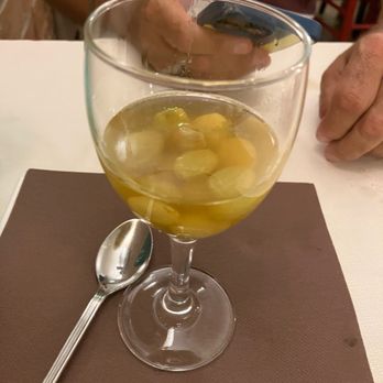 Trattoria da Fiore - Grapes soaked in grappa (don't eat the grape first--wowza). The grappa infused on its own was really nice! - Italian Near Me - Venezia, VE