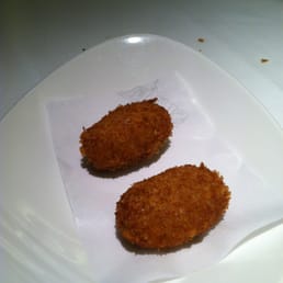Deceptive little croquettes... Nicely fried on the outside but dangerously bad (in a really bad way) on the inside