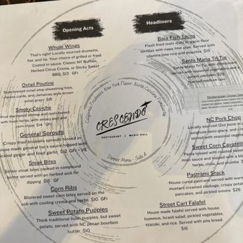 Crescendo - Menu - New American Near Me - Clayton, North Carolina Crescendo - Menu - New American Near Me - Clayton, North Carolina