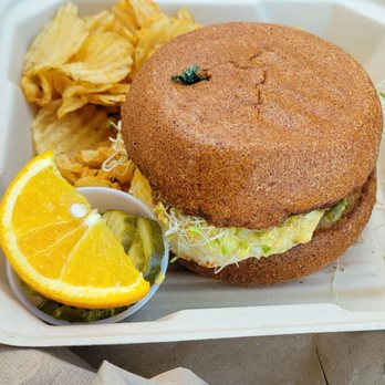 Orange Inn - Chicken burger with avocado and sprouts - Breakfast & Brunch Near Me - Laguna Beach, California Orange Inn - Chicken burger with avocado and sprouts - Breakfast & Brunch Near Me - Laguna Beach, California