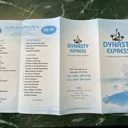 Dynasty Express At Fountain City - Menu (outside) 3/24/24