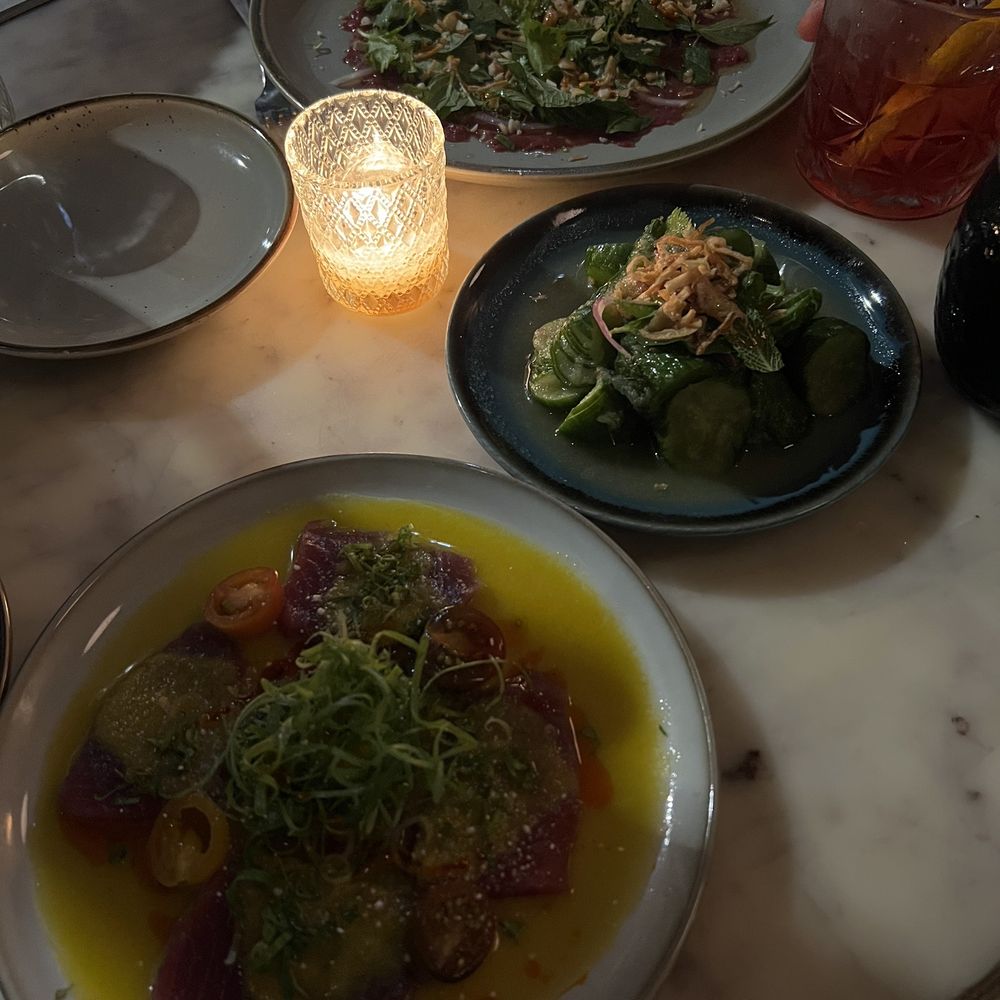 Lula Mae - Tuna Crudo, carpaccio, Cucumber w/ fried shallots - Cambodian Near Me - Brooklyn, New York Lula Mae - Tuna Crudo, carpaccio, Cucumber w/ fried shallots - Cambodian Near Me - Brooklyn, New York