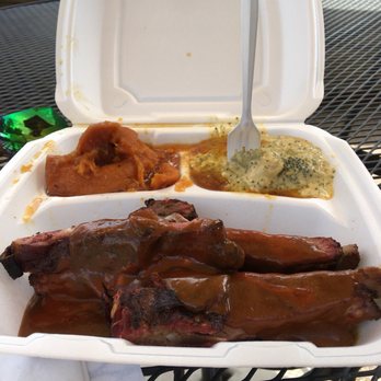 Showcase BBQ - yams, broccoli n cheese, RIBS with their hot sauce on top - Barbeque Near Me - Pittsburgh, Pennsylvania Showcase BBQ - yams, broccoli n cheese, RIBS with their hot sauce on top - Barbeque Near Me - Pittsburgh, Pennsylvania
