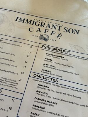 Menu photo 1 Immigrant Son Caffe Ventura, CA