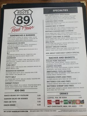 Menu photo 1 Roots 89 Roadhouse Ephraim, UT