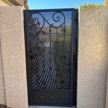 Olson Iron - Awesome gate with keypad lock and handle for easy access. - Fences & Gates Near Me - Las Vegas, Nevada Olson Iron - Awesome gate with keypad lock and handle for easy access. - Fences & Gates Near Me - Las Vegas, Nevada
