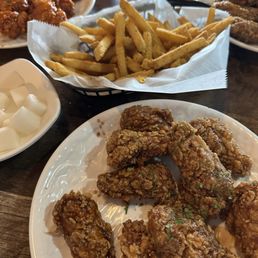 Garlic Soy Chicken, Garlic Spicy Chicken, and Cheese Monster Fries
