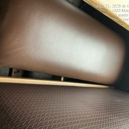 Broken seat almost fell through glad my service dog was there to catch me.