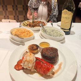 OsoBuco, 8oz lobster tail, creamed spinach and potatoes Au gratin. 2023 Caymus Cab OsoBuco, 8oz lobster tail, creamed spinach and potatoes Au gratin. 2023 Caymus Cab