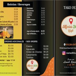 Maria’s 503 Cafe - Take out menu! pg.1 of 2