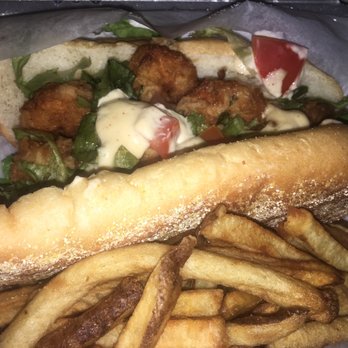 Lucky's Burger Shack - Shrimp Po'boy with a side of fries - Burgers Near Me - Irmo, South Carolina Lucky's Burger Shack - Shrimp Po'boy with a side of fries - Burgers Near Me - Irmo, South Carolina