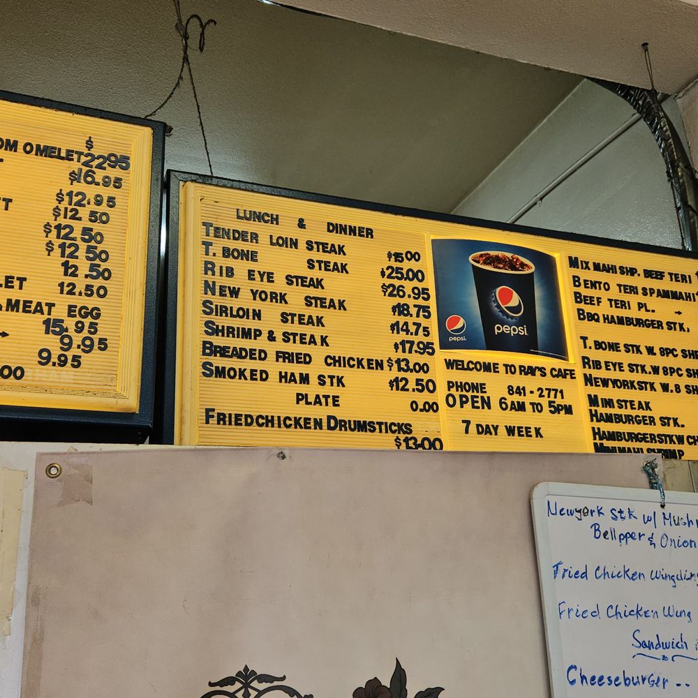 Ray's Café - Menu on the wall - American Near Me - Honolulu, Hawaii Ray's Café - Menu on the wall - American Near Me - Honolulu, Hawaii