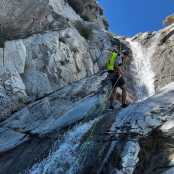 Rappel Ventures - Rappelling down the 1st waterfall - Rock Climbing Near Me Rappel Ventures - Rappelling down the 1st waterfall - Rock Climbing Near Me