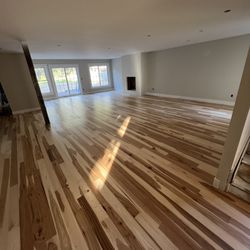 Fournier Flooring & Trim - this customer selected 4 inch Hickory planks with a natural sealer, followed by two coats of our commercial grade polyurethane!