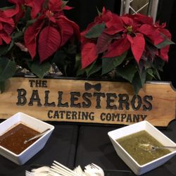 The Ballesteros Catering Company - Salsa and our beautiful wooden sign.