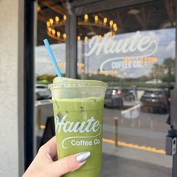 Exterior outside entrance of Haute Coffee University - Large blackberry matcha - Davie, Florida Exterior outside entrance of Haute Coffee University - Large blackberry matcha - Davie, Florida