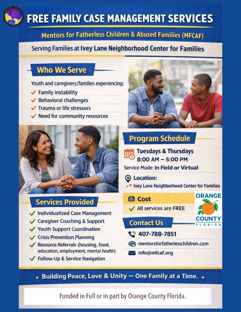 Mentors For Fatherless Children And Abused Families - social services organization in Orlando, FL