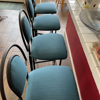 Hernandez Custom Upholstery - The reupholstered bar stools. - Furniture Reupholstery Near Me - Carlsbad, California Hernandez Custom Upholstery - The reupholstered bar stools. - Furniture Reupholstery Near Me - Carlsbad, California