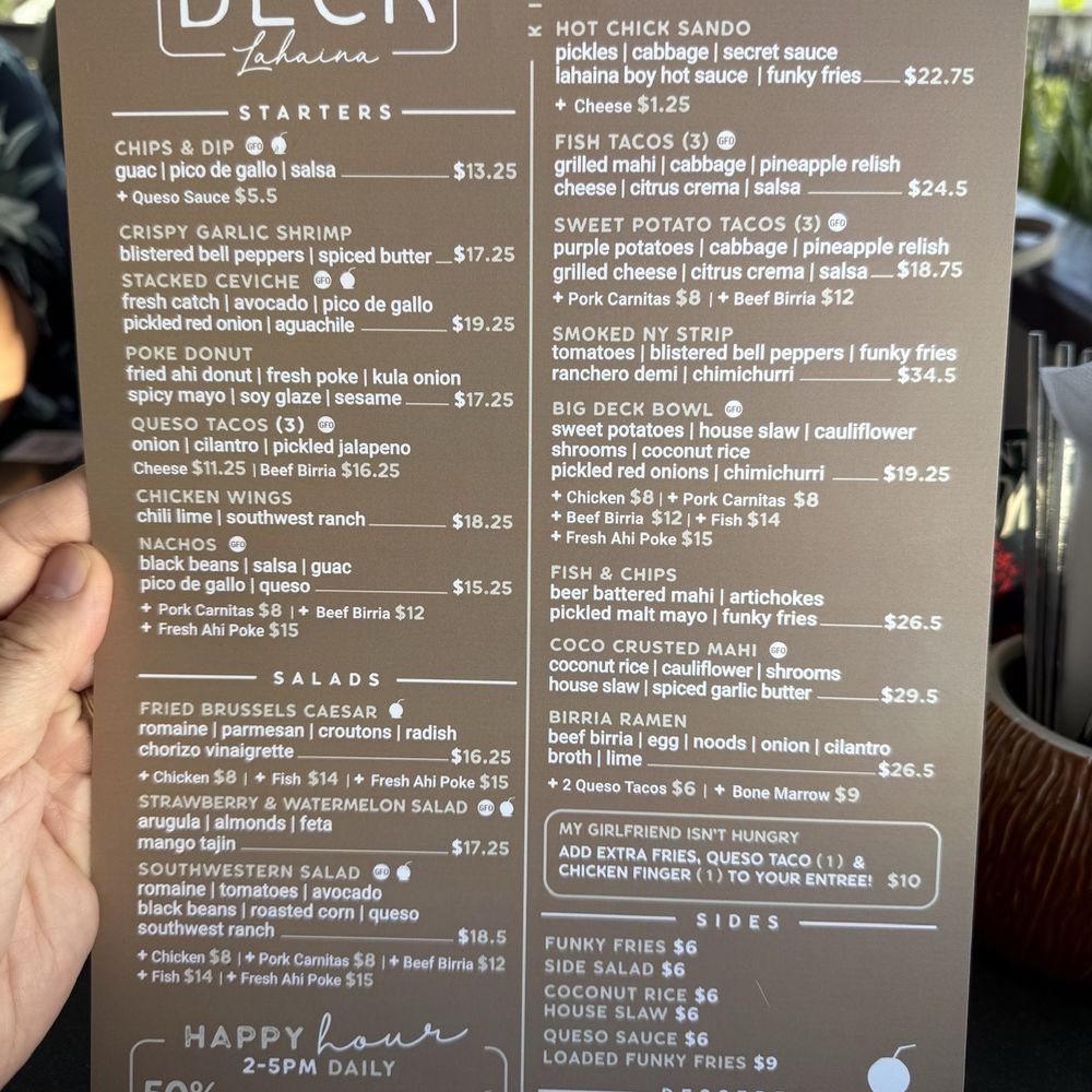 Coco Deck - Menu - Mexican Near Me - Lahaina, Hawaii