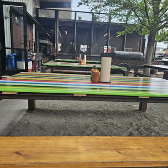ZZQ Texas Craft Barbeque - Picnic tables outside - Barbeque Near Me - Richmond, Virginia ZZQ Texas Craft Barbeque - Picnic tables outside - Barbeque Near Me - Richmond, Virginia