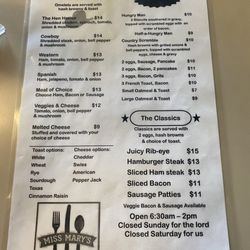 Miss Mary's - Menu