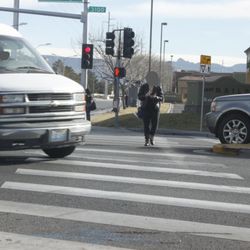 Las Vegas NV Driving School - No cell phone while crossing a street and do not cross when it says NO