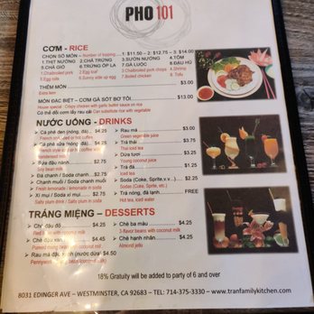 Pho 101 - Menu - Vietnamese Near Me - Westminster, California Pho 101 - Menu - Vietnamese Near Me - Westminster, California