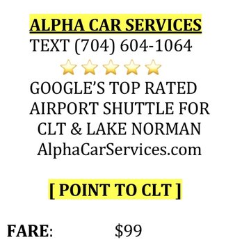Alpha Car Services - AlphaCarServices.com AIRPORT SHUTTLE 
Text 704-604-1064 - Town Car Service Near Me