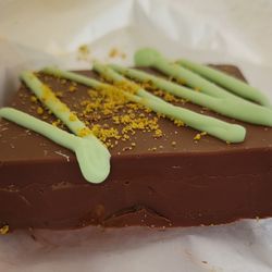 Rocky Mountain Chocolate Factory - Dubai Pistachio Square in Milk Chocolate - Deliciously crunchy with good pistachio flavor. Milk choc was a bit too sweet.