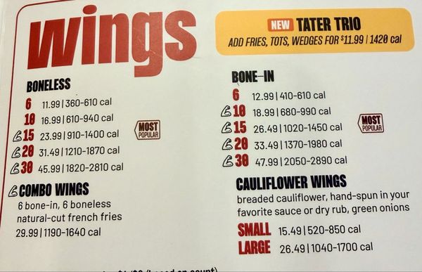Menu photo 1 Buffalo Wild Wings Deerfield Beach, FL