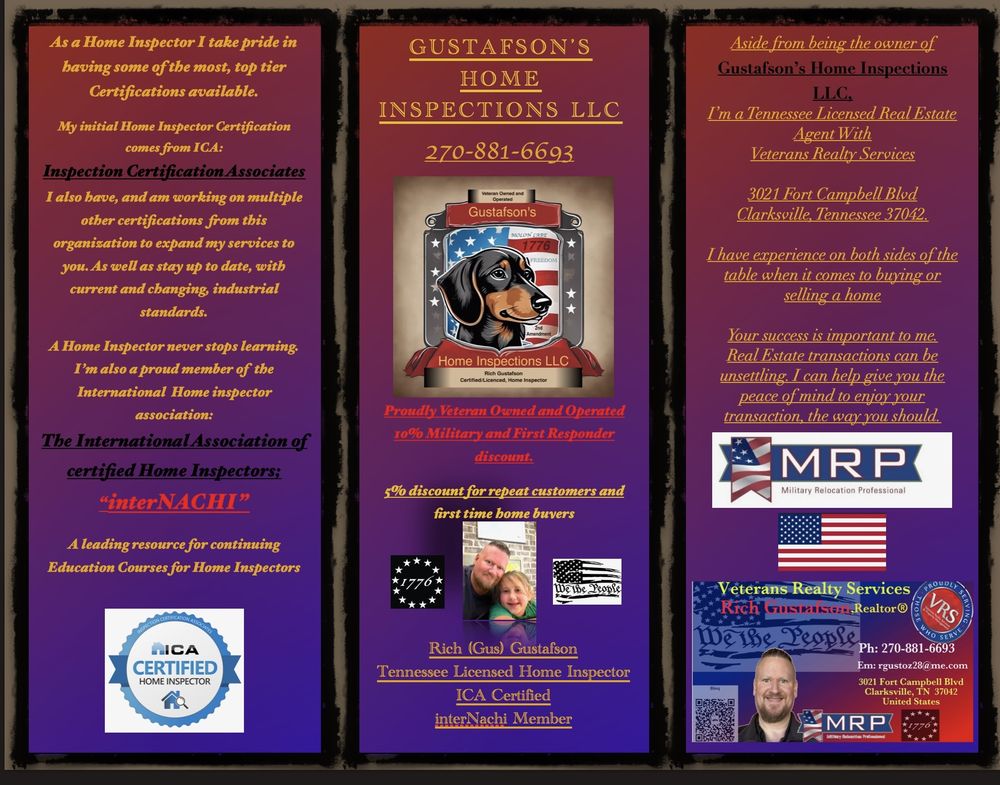 GUSTAFSON’S HOME INSPECTIONS Updated September 2024 Request a Quote 3021 Fort Campbell