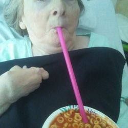 Heritage Care Center - This is how the Heritage fed my sister so they didn't have to stay in the room and bother helping her! Because they do not have enough help!