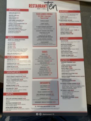 Menu photo 1 Restaurant 10 Atlanta, GA