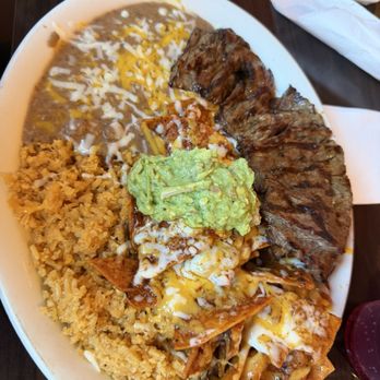 Alexa's Cafe Mexican Grill - Red Chilaquiles Combo plate with Carne Asada - Mexican Near Me - Fontana, California Alexa's Cafe Mexican Grill - Red Chilaquiles Combo plate with Carne Asada - Mexican Near Me - Fontana, California