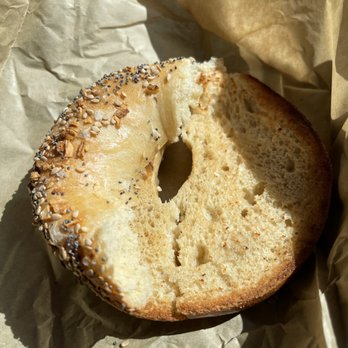 Boichik Bagels - Toasted everything bagel and a cross section - Bagels Near Me - Berkeley, California
