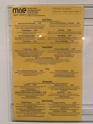 Menu photo 1 Mae Asian Eatery Cambridge, MA