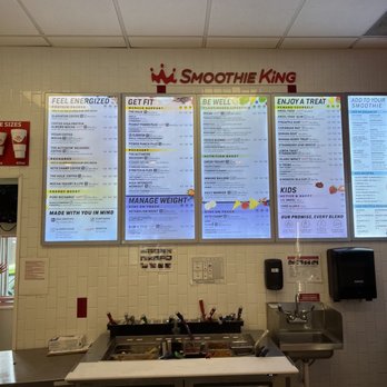 Smoothie King - menus on the wall - Juice Bars & Smoothies Near Me - Hapeville, Georgia Smoothie King - menus on the wall - Juice Bars & Smoothies Near Me - Hapeville, Georgia