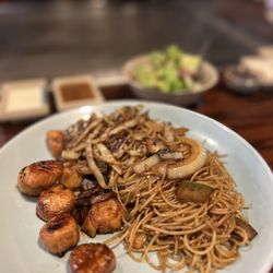 Goten of Japan - Scallop hibachi dinner. If you are thinking "those are some overcooked scallops" you are correct.