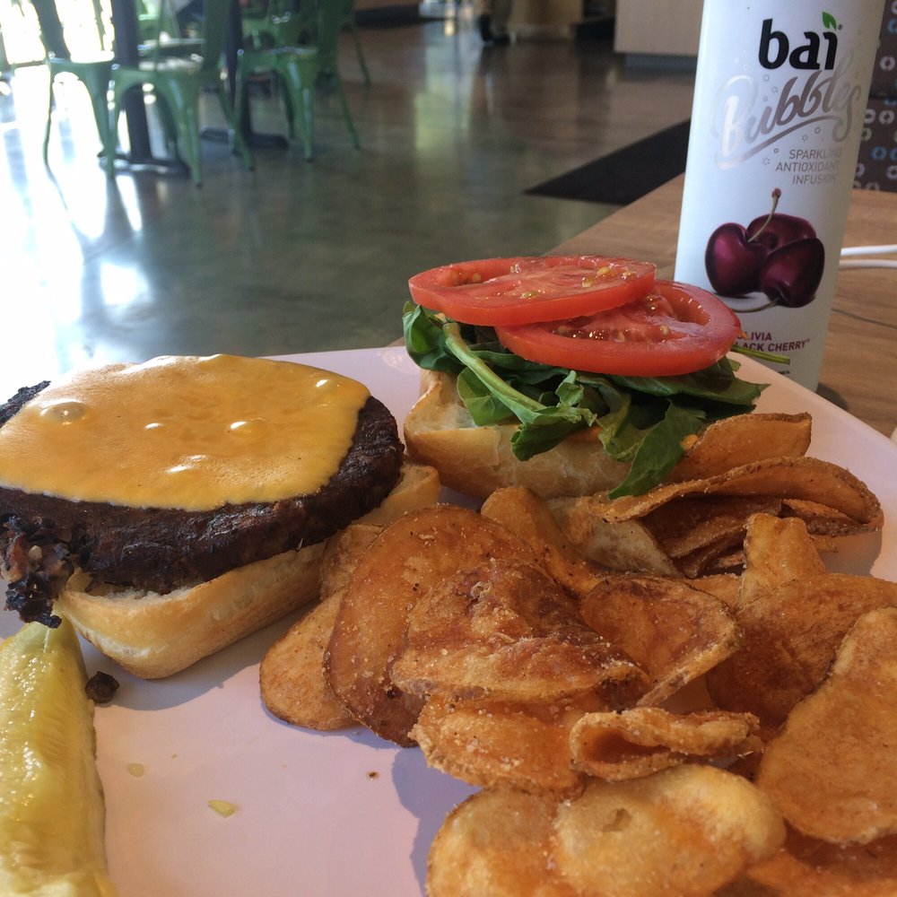Clark's Fork - Such a quality bean burger! See that melted cheese? - New American Near Me - Spokane, Washington
