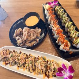 Fried Calamari, 365 Roll, Caterpillar Roll, Mt.Hood Roll Fried Calamari, 365 Roll, Caterpillar Roll, Mt.Hood Roll