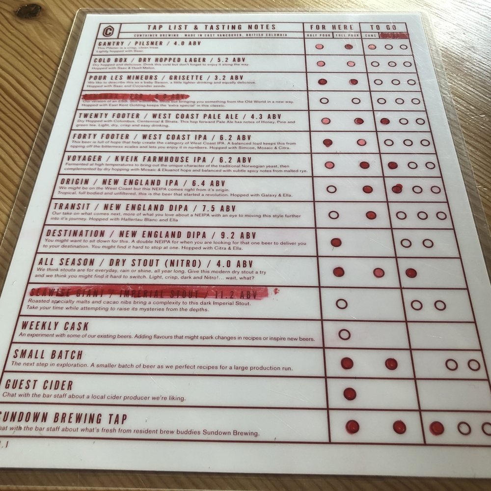 Container Brewing - Menu~ (June 2020) - Brewpubs Near Me - Vancouver, British Columbia Container Brewing - Menu~ (June 2020) - Brewpubs Near Me - Vancouver, British Columbia