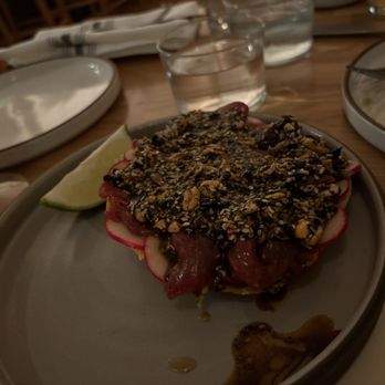Leche De Tigre - Bluefin tostada - Peruvian Near Me - San Antonio, Texas