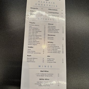Blu Seafood - 1/2025- drink menu2 - Seafood Near Me - Gilbert, Arizona