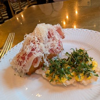 Restaurant Palægade - Toast with truffle cream and matured ham from Troldgaarden - Open Sandwiches Near Me - København Restaurant Palægade - Toast with truffle cream and matured ham from Troldgaarden - Open Sandwiches Near Me - København
